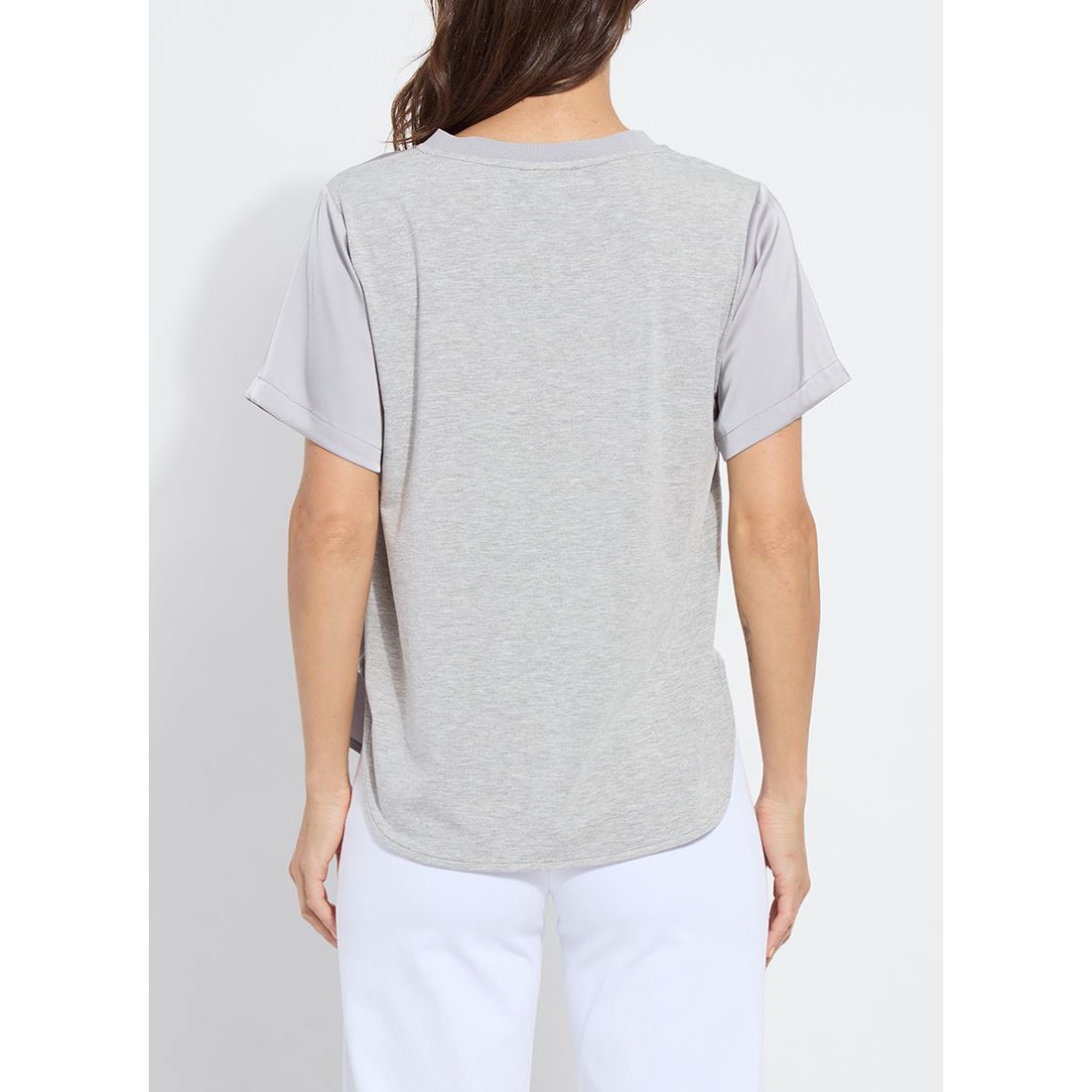 Pearl Grey Mixed Media Shirt