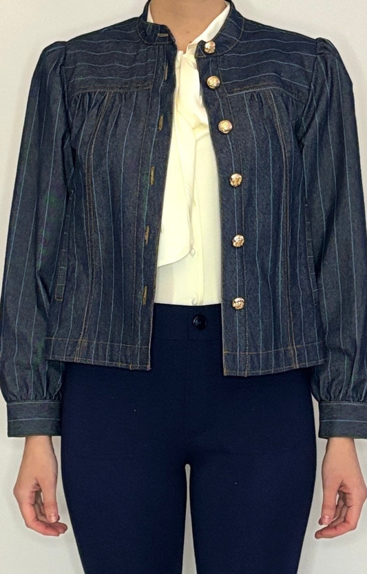 Pinstripe Denim Jacket