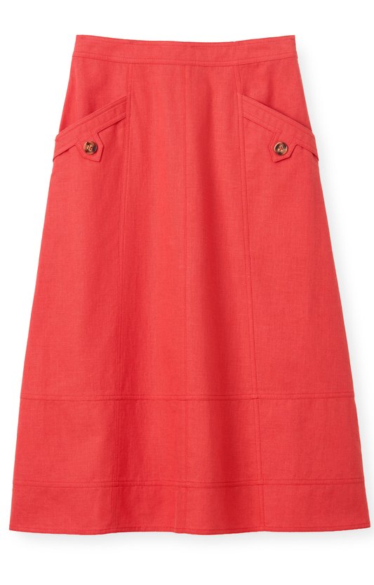 Poppy Button Midi Skirt