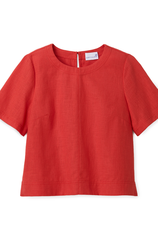 Poppy Short Sleeve Linen Top