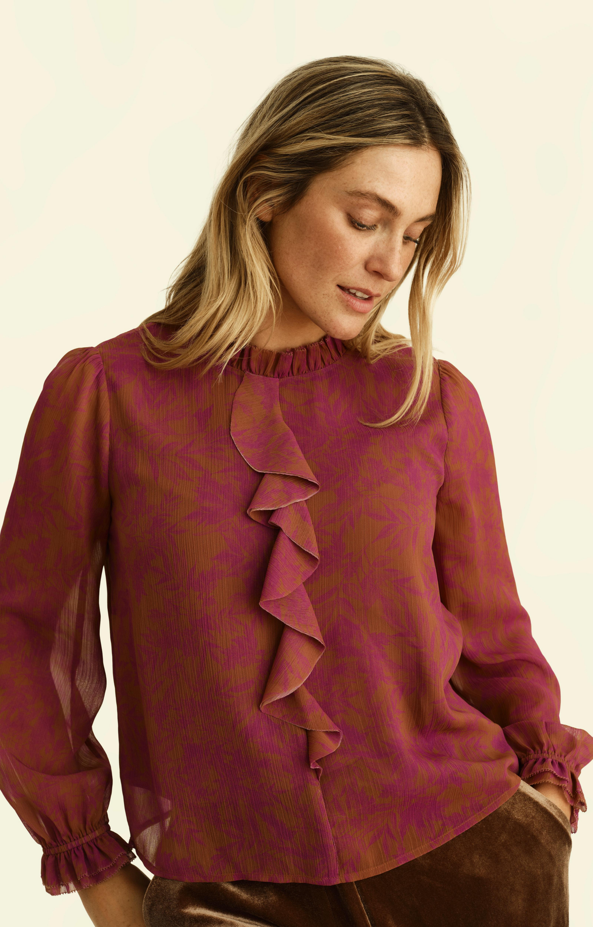 Raspberry/Copper Printed Blouse