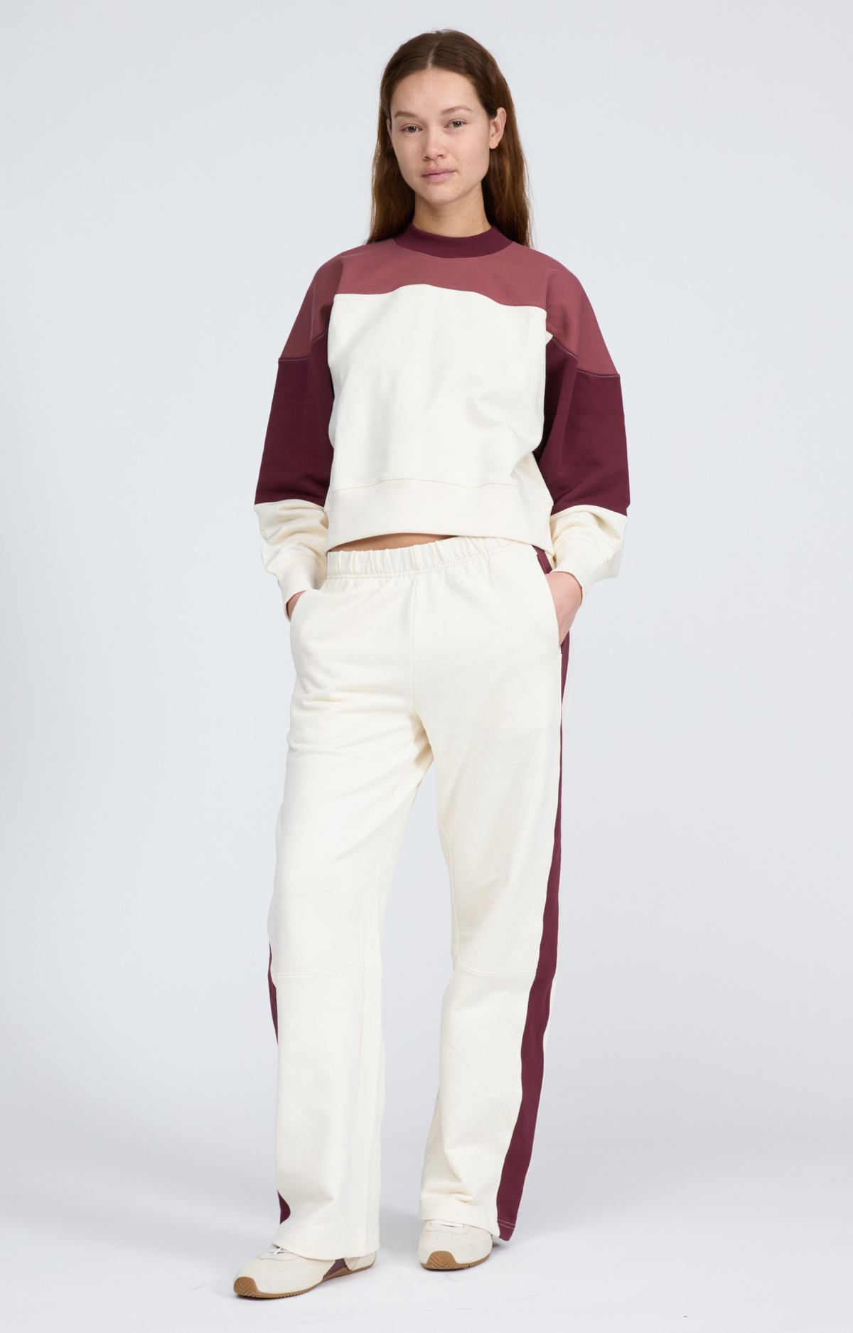 Red/Ecru Colorblock Sweatshirt