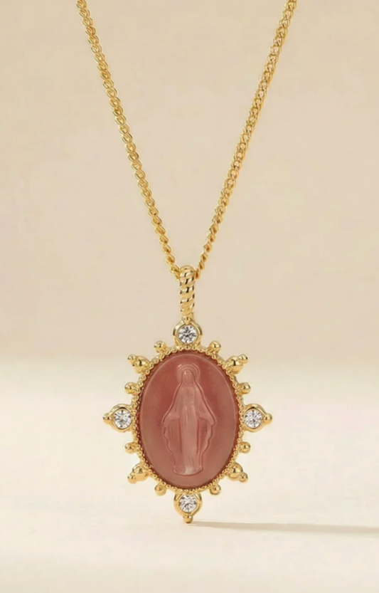 Rose Pink Mary Necklace