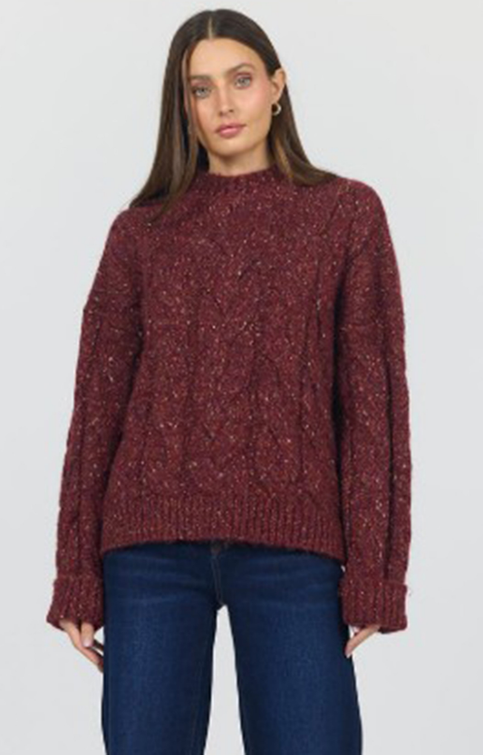 Rust Flecks Cable Knit Sweater