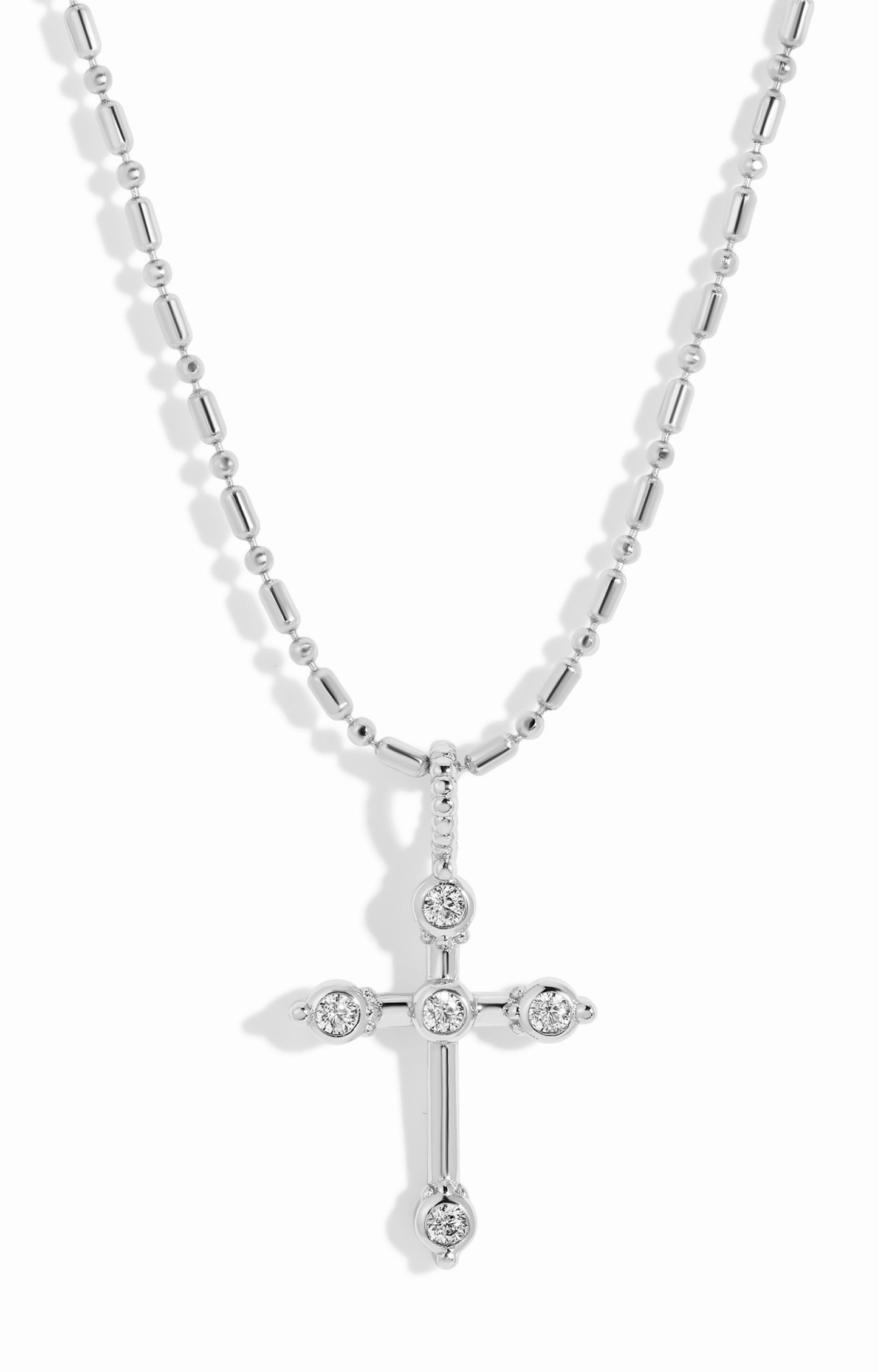 Silver Bezel Cross Necklace