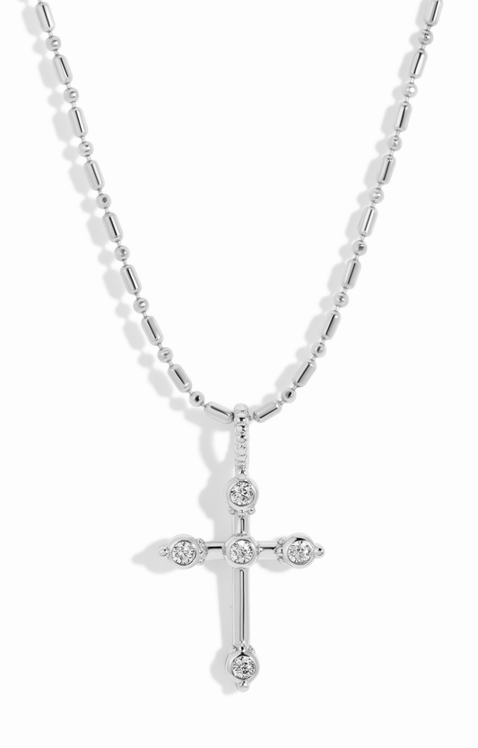 Silver Bezel Cross Necklace