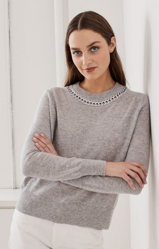 Silver Chain Cashmere Sweater