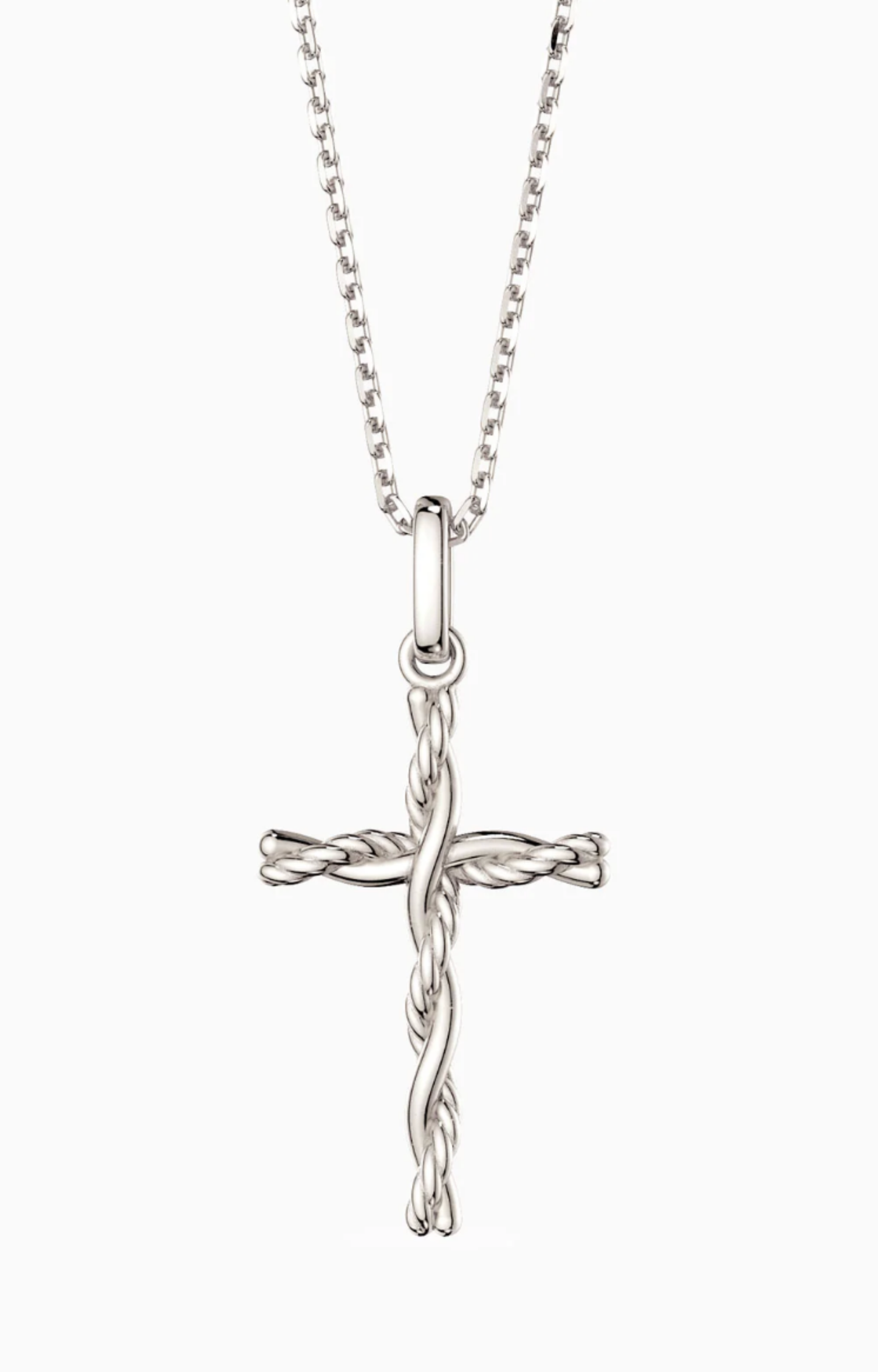 Silver Woven Cross Necklace