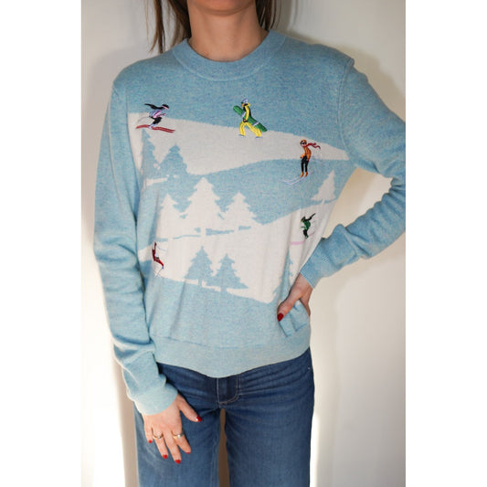 Ski Slope Blue Cashmere Sweater