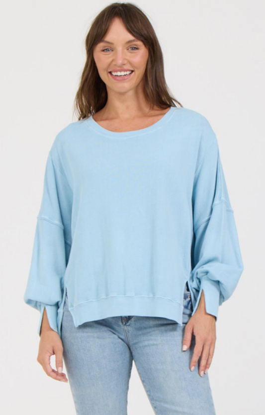Sky Blue Split Sleeve Pullover Sweatshirt