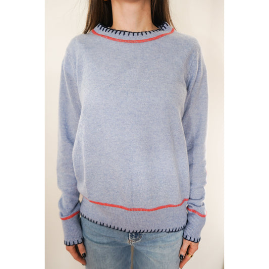 Sky Elbow Patch Cashmere Sweater