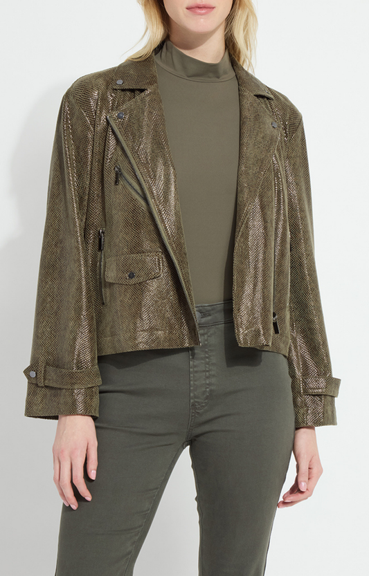 Snakeskin Suede Moto Jacket