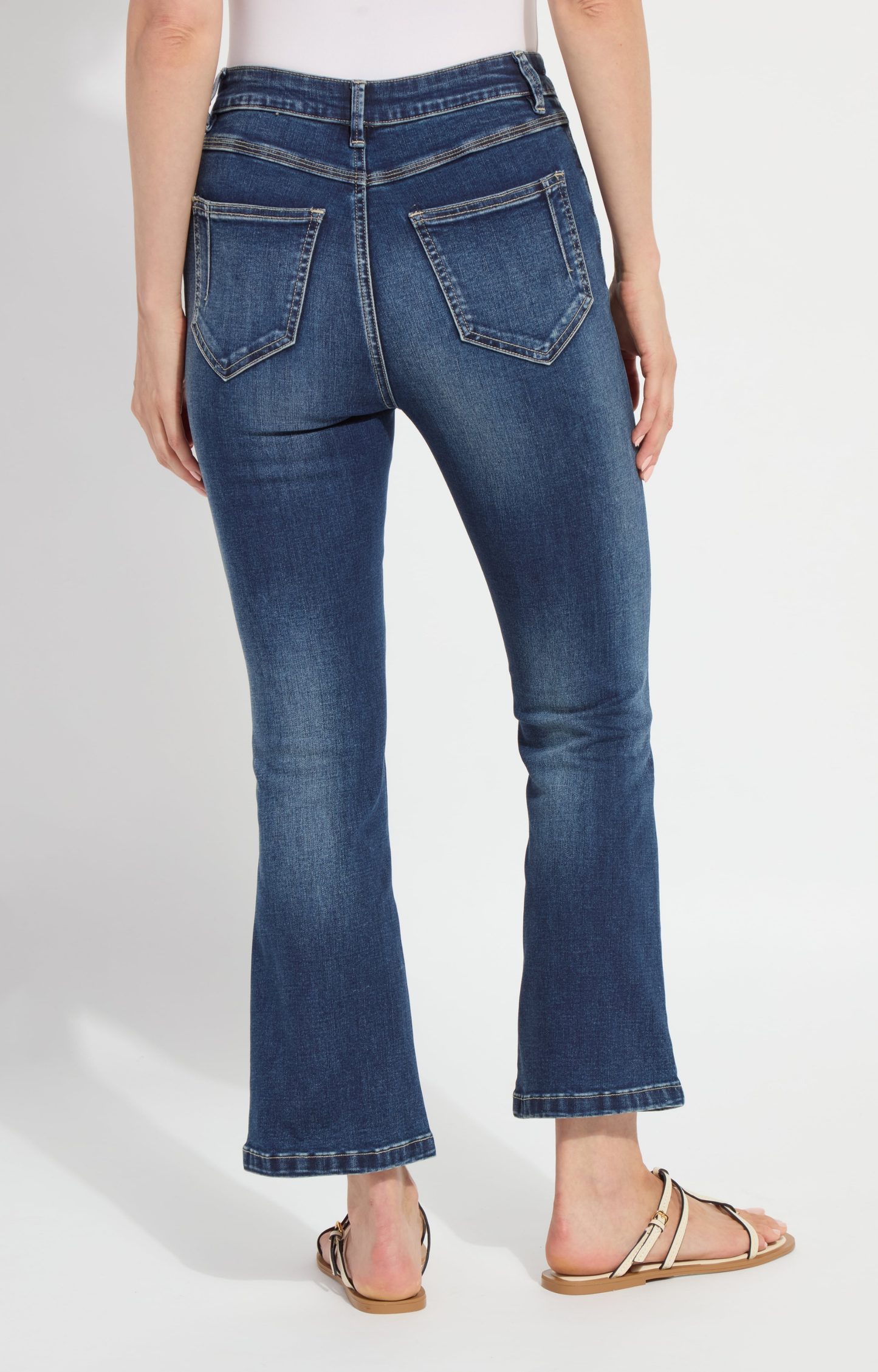 Stretchy Button Waistband Flare Jeans