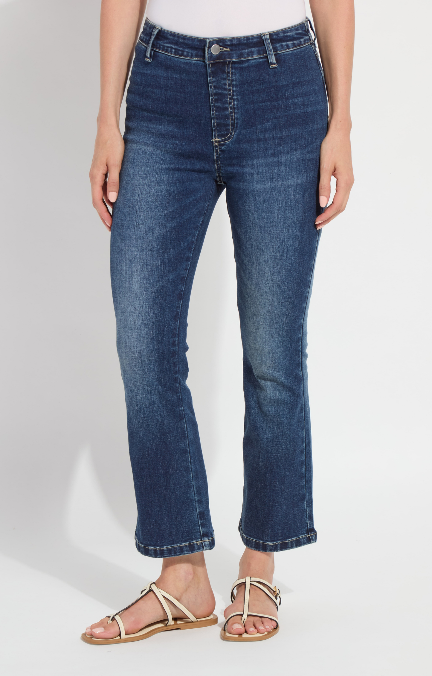 Stretchy Button Waistband Flare Jeans