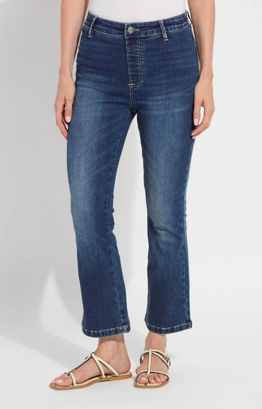 Stretchy Button Waistband Flare Jeans