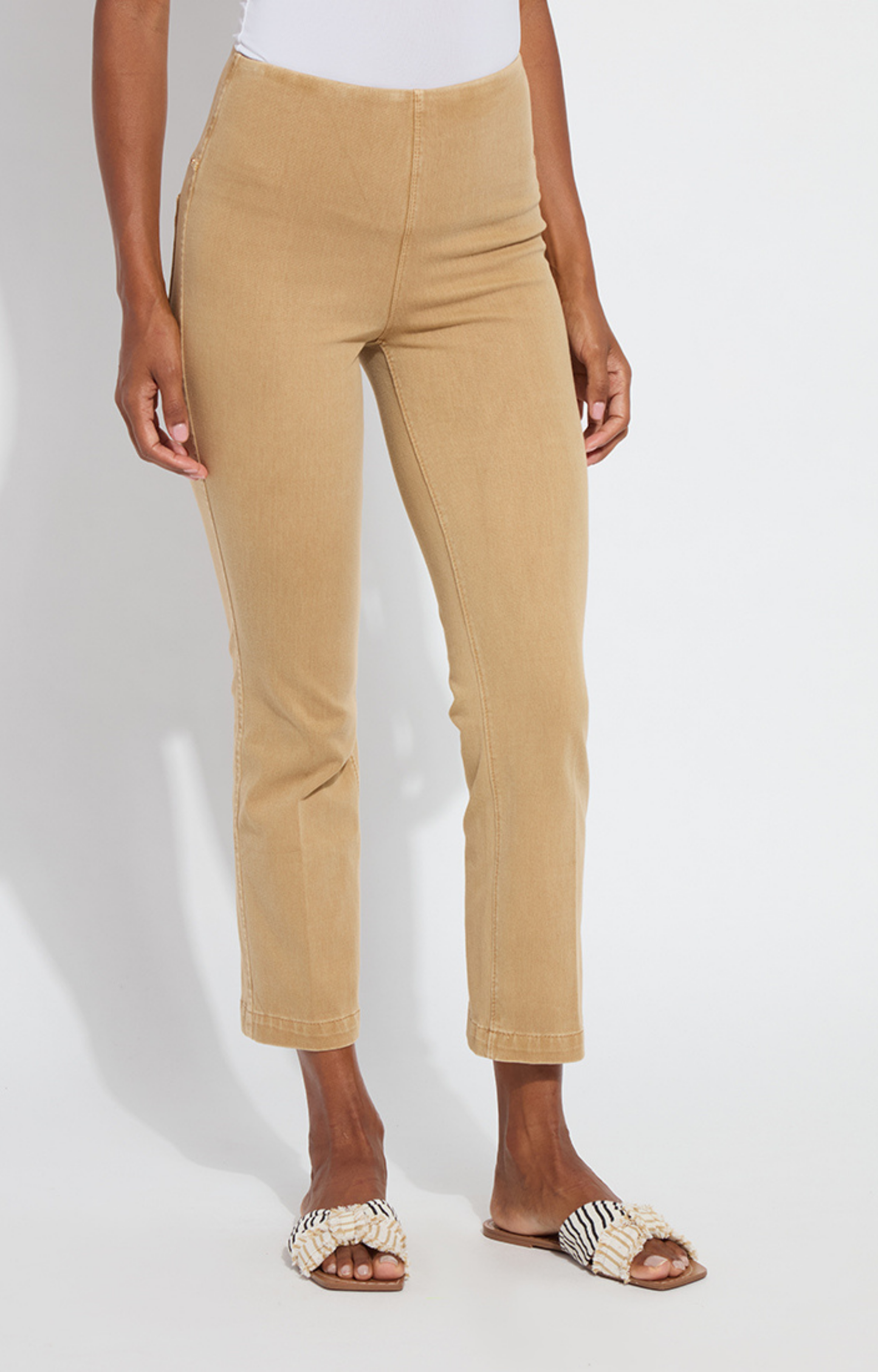 Tan Cropped Bootcut Pants