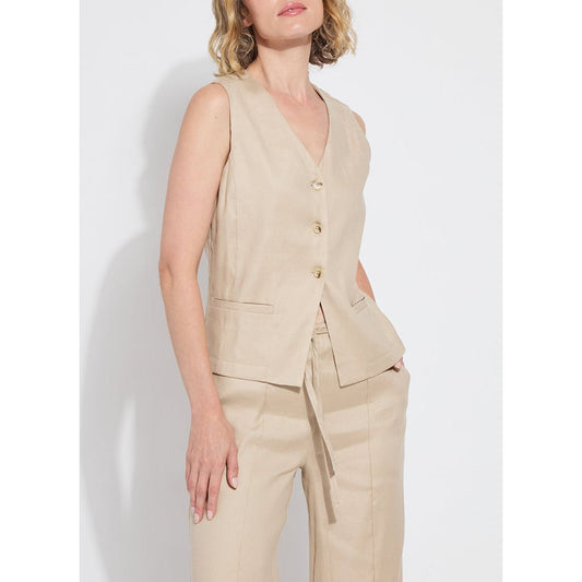 Tan Linen Vest