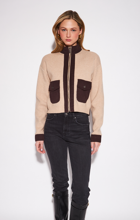 Tan/Brown Bomber Sweater