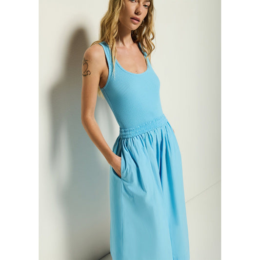Turquoise Mixed Media Midi Dress