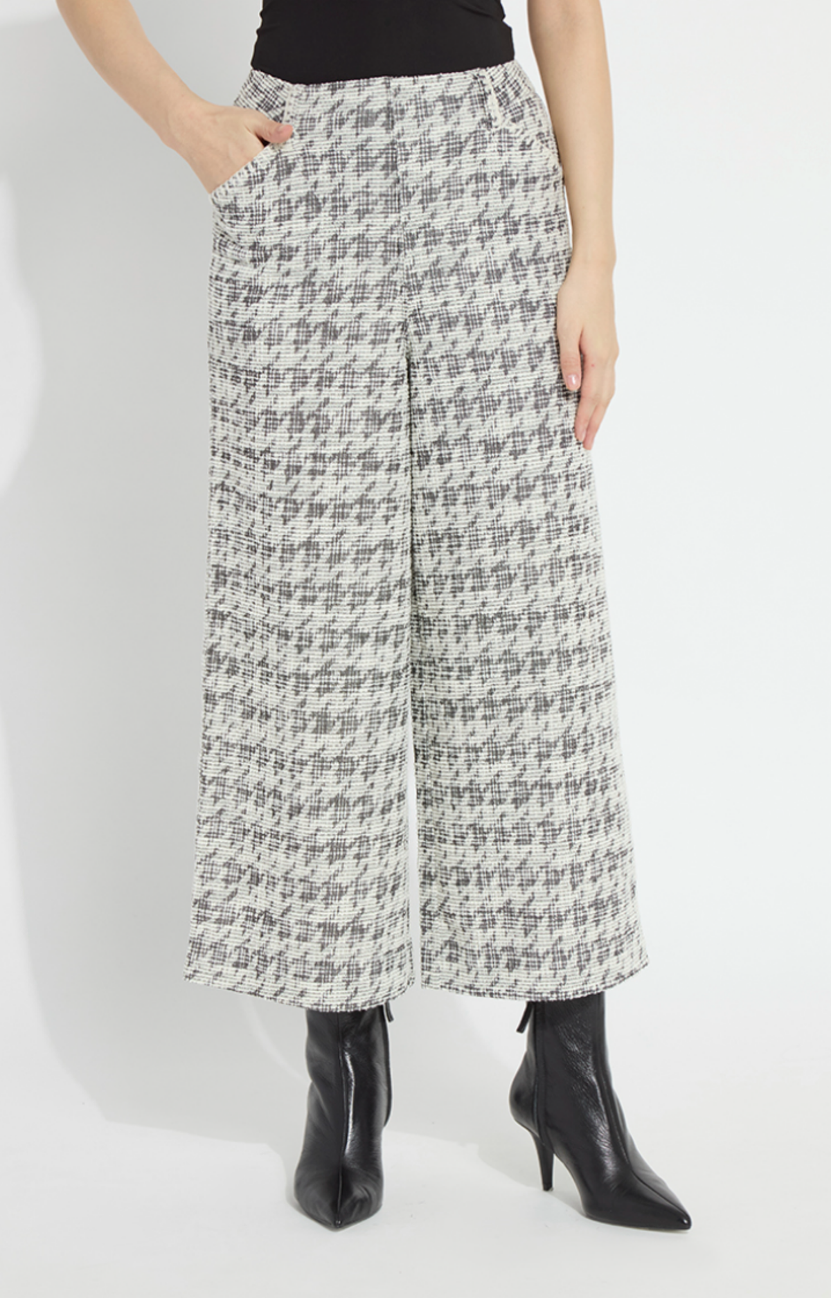 Tweed Houndstooth Palazzo Pants