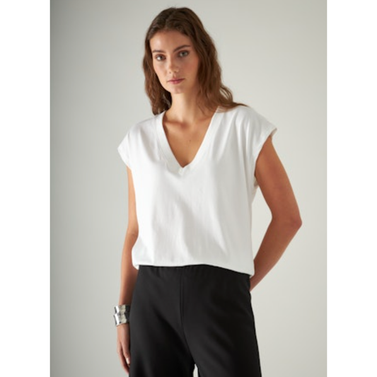 White V-Neck Dolman T-Shirt