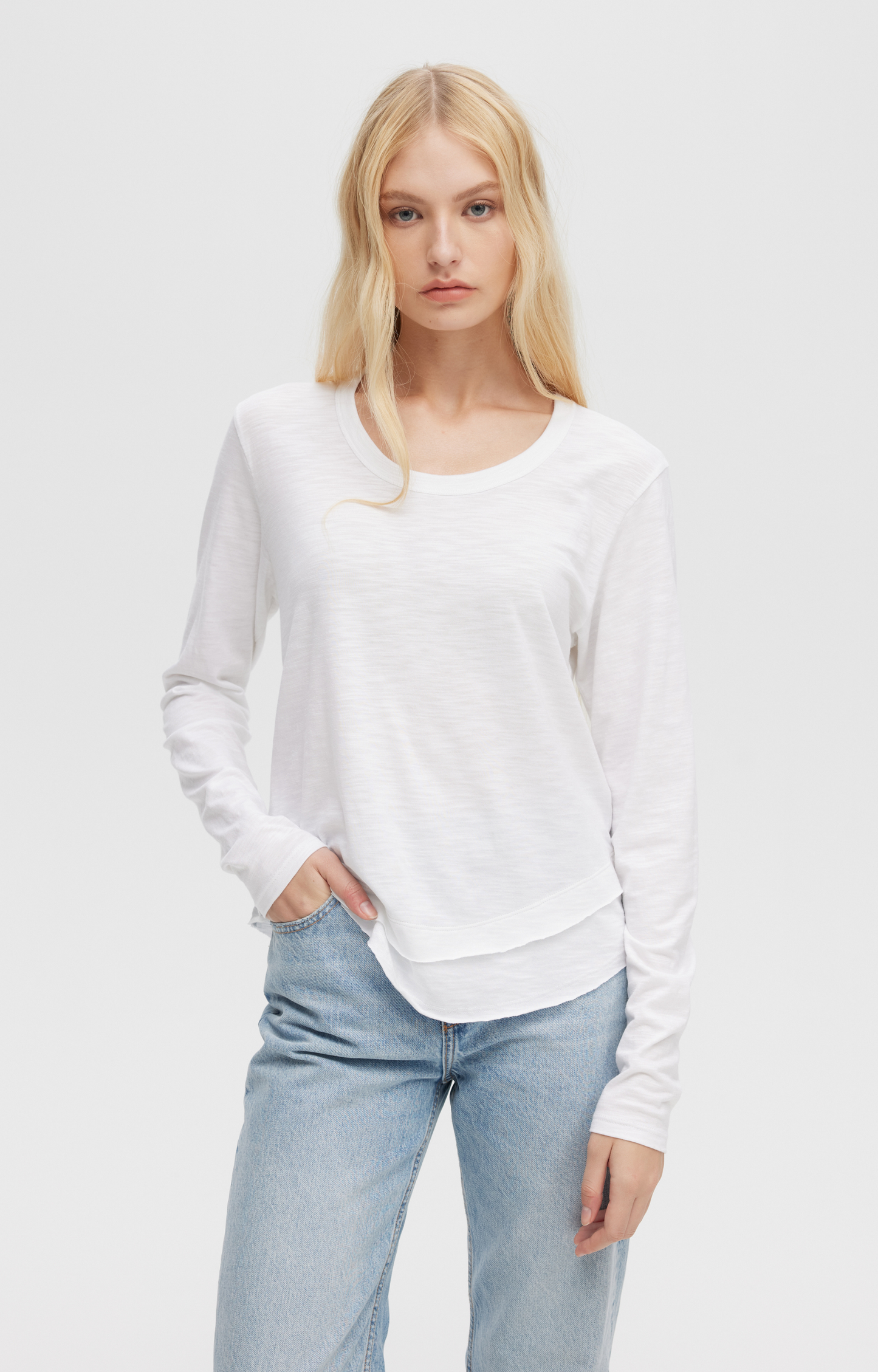 White Long Sleeve Layered T-Shirt