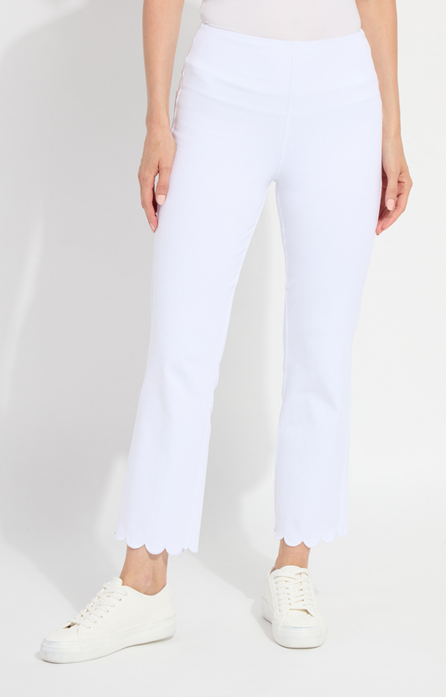 White Scalloped Flare Jeans