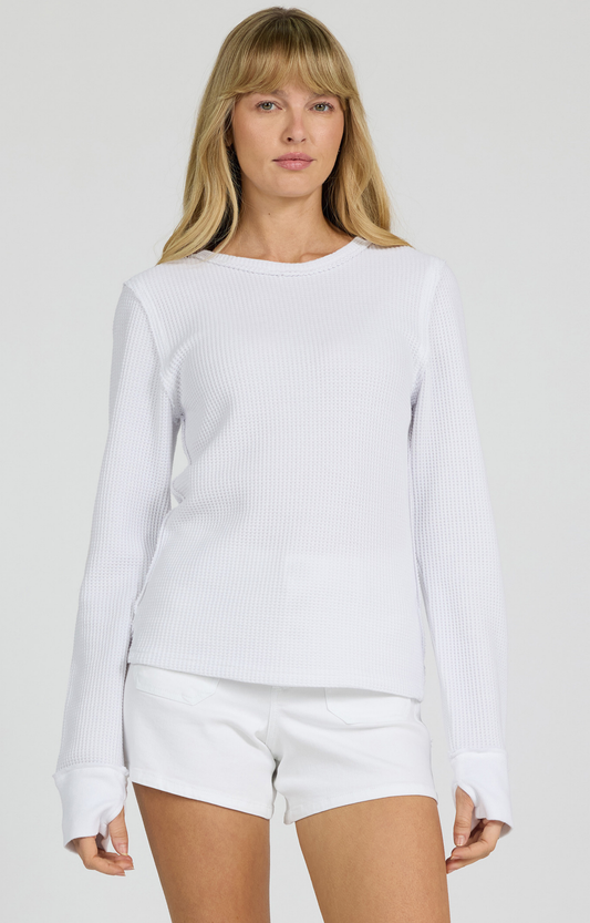 White Waffle Long Sleeve Shirt
