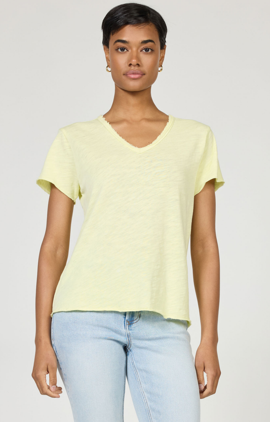 Yellow Distressed V-Neck T-Shirt