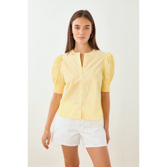 Yellow Embroidered Trim Top