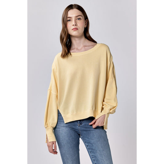 Yellow Split Sleeve Pullover Sweatshirt