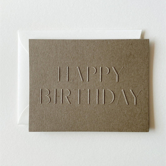 Happy Birthday Card - Taupe